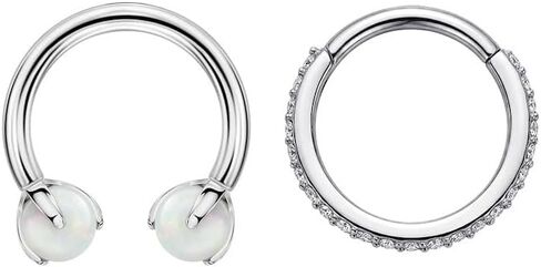 FANSING 16G 316L Surgical Stainless Steel Piercing Rings Hoop Set - Synthetic Opal & 3A Cubic Zirconia Cartilage Earrings Nose Ring in Saudi Arabia