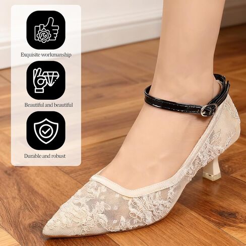 2 Pairs Shoe Straps, Detachable Ankle Strap for Heels, PU Leather Shoe Straps Extender Replacement with Buckle for Women Fixing Loose Heel in Saudi Arabia