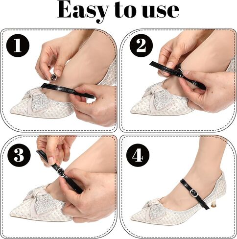 2 Pairs Shoe Straps, Detachable Ankle Strap for Heels, PU Leather Shoe Straps Extender Replacement with Buckle for Women Fixing Loose Heel in Saudi Arabia