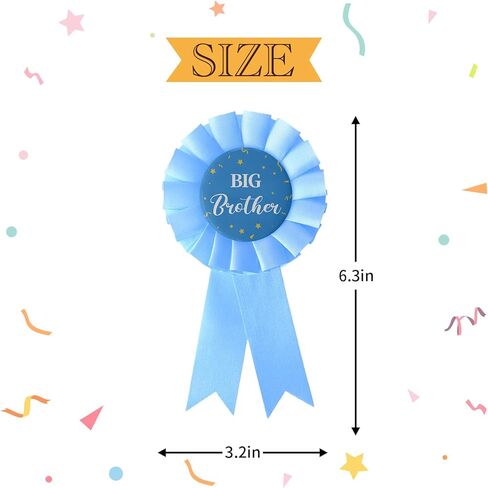 Big Brother Pin - Light Blue Ribbon Baby Shower Button Badge, Gift for Little Boys | Party Celebration Decoration 1pc (SH-K2) in Saudi Arabia
