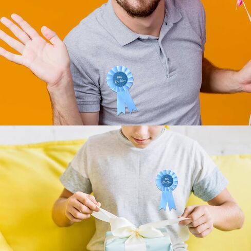 Big Brother Pin - Light Blue Ribbon Baby Shower Button Badge, Gift for Little Boys | Party Celebration Decoration 1pc (SH-K2) in Saudi Arabia