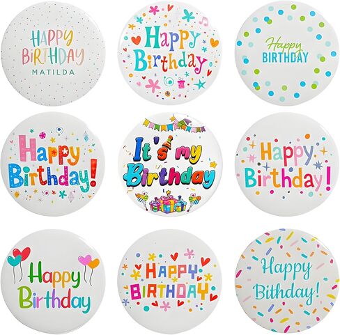 Dreuyet 9 Pieces Happy Birthday Pin Buttons Its My Birthday Pin 2.3 Inch Round Badges Birthday Party Decorations Set for Men and Women in Saudi Arabia