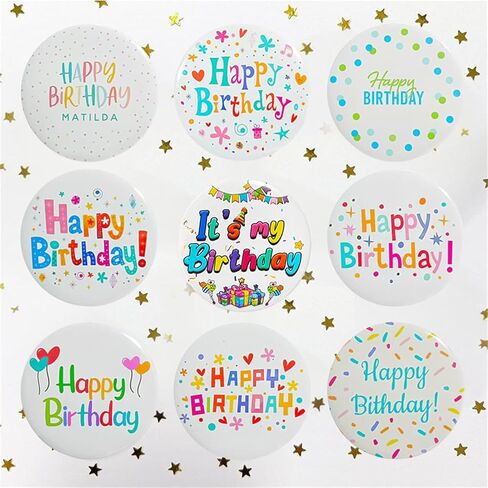 Dreuyet 9 Pieces Happy Birthday Pin Buttons Its My Birthday Pin 2.3 Inch Round Badges Birthday Party Decorations Set for Men and Women in Saudi Arabia