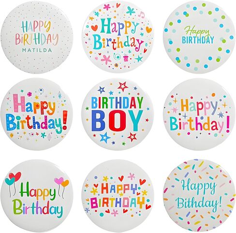 Dreuyet 9 Pieces Happy Birthday Pin Buttons Its My Birthday Pin 2.3 Inch Round Badges Birthday Party Decorations Set for Men and Women in Saudi Arabia