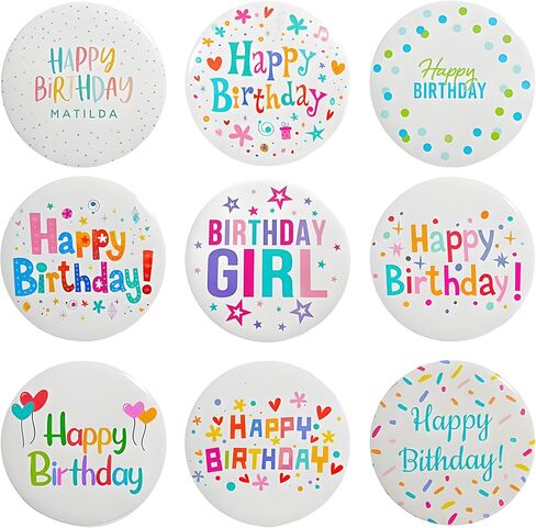 Dreuyet 9 Pieces Happy Birthday Pin Buttons Its My Birthday Pin 2.3 Inch Round Badges Birthday Party Decorations Set for Men and Women in Saudi Arabia