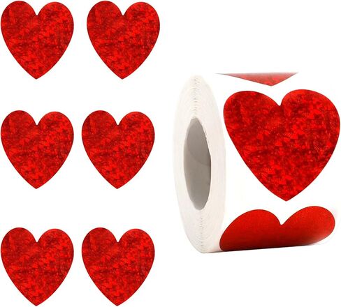 ملصقات على شكل قلب، 1000 قطعة من ملصقات القلب الحمراء اللامعة، ملصقات زخرفية ذاتية اللصق مقاس 1 بوصة باللون الأحمر لعيد الحب، وحفلات الزفاف، والذكرى السنوية، وعيد الأم، ومستلزمات الفصول الدراسية in Kuwait