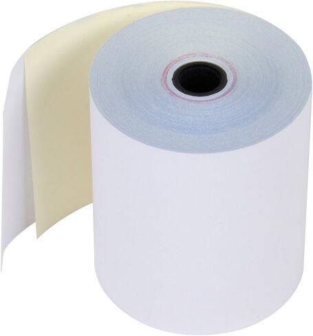 شريط لفافة ورق خالي من الكربون من RiteMade CC-235 مكون من طبقتين باللون الأبيض والكناري POS مقاس 3 بوصة × 90 بوصة مع قلب 7/16 بوصة (50 لفة لكل علبة) in Kuwait