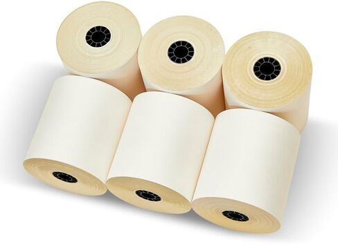 3 x 90 2-ply Carbonless Kitchen Printer Paper Rolls, POS/Cash Register Paper Roll, White/Canary, M119 TM300 TMU200 U220, BPA Free, 50 roll in Saudi Arabia