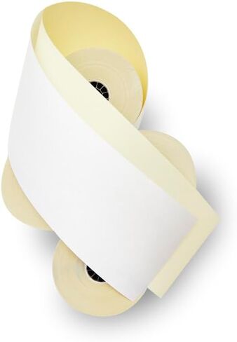3 x 90 2-ply Carbonless Kitchen Printer Paper Rolls, POS/Cash Register Paper Roll, White/Canary, M119 TM300 TMU200 U220, BPA Free, 50 roll in Saudi Arabia