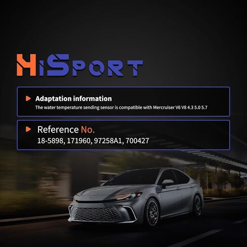 HiSport 1/2'' - 14 NPT Water Temperature Sending Sensor - Compatible with Mercruiser V6 V8 4.3 5.0 5.7 7.4 8.2 350 Replaces 18-5898 171960 in Saudi Arabia