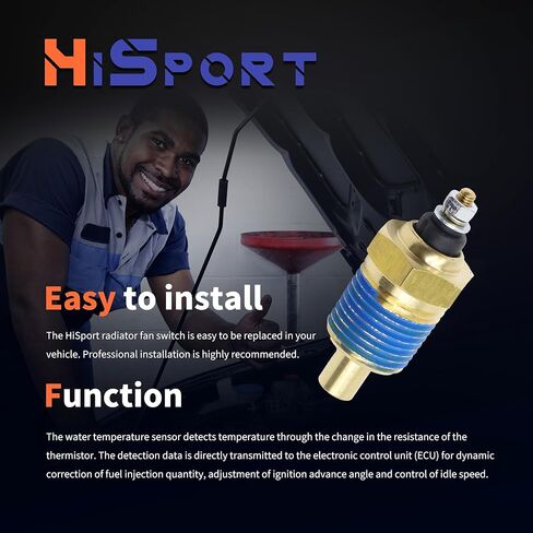 HiSport 1/2'' - 14 NPT Water Temperature Sending Sensor - Compatible with Mercruiser V6 V8 4.3 5.0 5.7 7.4 8.2 350 Replaces 18-5898 171960 in Saudi Arabia