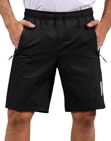 Mens Shorts Waterproof Quick Dry Slim Fit Athletic Running Gym Training Zipper Pockets for Basketball Tennis in Saudi Arabia