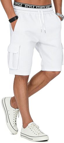 Cargo Sweat Shorts for Men Casual Drawstring Cotton Sweatpants Elastic Waist Athletic Gym Jogger Shorts with Pocket in Saudi Arabia