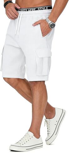 Cargo Sweat Shorts for Men Casual Drawstring Cotton Sweatpants Elastic Waist Athletic Gym Jogger Shorts with Pocket in Saudi Arabia