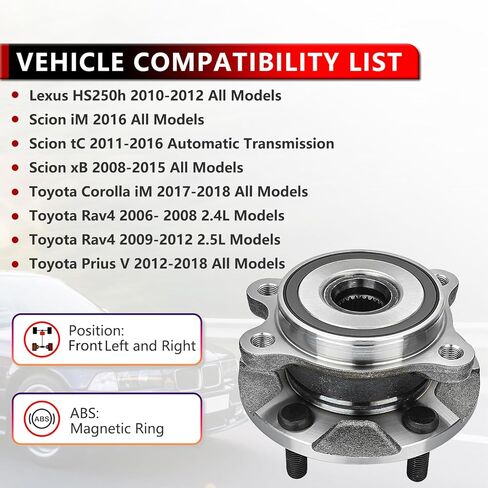 513257 2 قطعة محمل العجلة الأمامية ومجموعة المحور لكزس HS250h 2010-2012، لـ Scion iM 2016، لـ Scion tC 2011-2016، لتويوتا كورولا iM 2017-2018، لتويوتا بريوس V 2012-2018 in Saudi Arabia