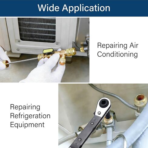 أداة تثبيت مزيل قلب الصمام ومجموعة مفتاح ربط خدمة التدفئة والتهوية وتكييف الهواء، أداة إزالة قلب التدفئة والتهوية وتكييف الهواء مع 1/4 بوصة و5/16 بوصة متوافقة مع SAE، تناسب أنظمة R410A R22 R134a، مجموعة أدوات إصلاح تبريد التيار المتردد in Kuwait