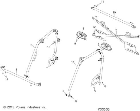 Matte Black Left Hand Cab Frame Weldment 1019981-458 OEM Polaris 2016 Ranger 570 Full Size in Saudi Arabia