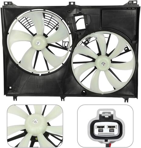Radiator Cooling Fan Assembly Compatible with 2014-2017 for Toyota for Highlander 2.7L 2014-2016 for Toyota for Highlander 3.5L, Black&White Radiator Fan Replacement for Engine Cooling Fan in Saudi Arabia