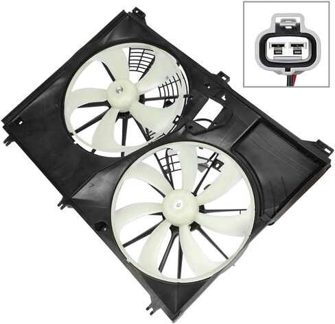 Radiator Cooling Fan Assembly Compatible with 2014-2017 for Toyota for Highlander 2.7L 2014-2016 for Toyota for Highlander 3.5L, Black&White Radiator Fan Replacement for Engine Cooling Fan in Saudi Arabia