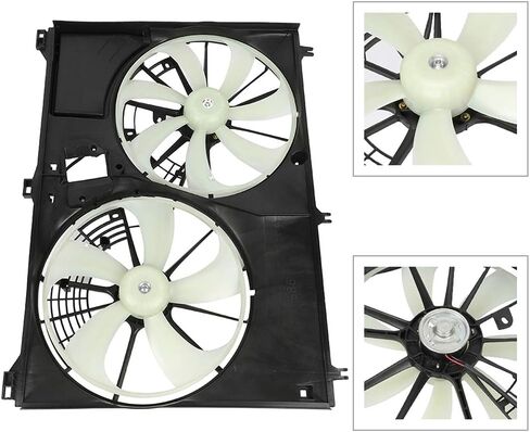 Radiator Cooling Fan Assembly Compatible with 2014-2017 for Toyota for Highlander 2.7L 2014-2016 for Toyota for Highlander 3.5L, Black&White Radiator Fan Replacement for Engine Cooling Fan in Saudi Arabia