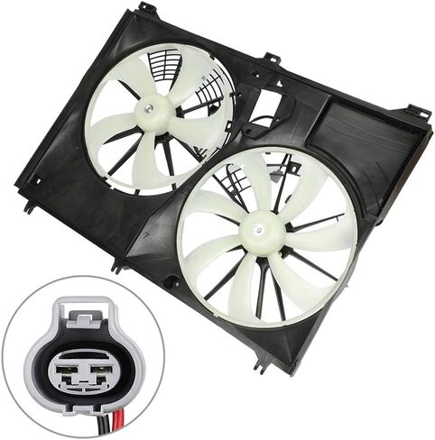 Radiator Cooling Fan Assembly Compatible with 2014-2017 for Toyota for Highlander 2.7L 2014-2016 for Toyota for Highlander 3.5L, Black&White Radiator Fan Replacement for Engine Cooling Fan in Saudi Arabia