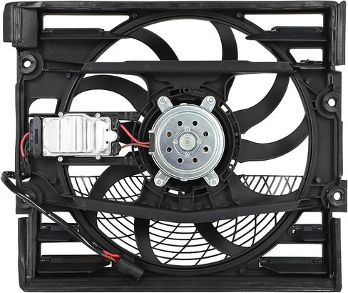 Radiator Cooling Fan Assembly Compatible with 2003 for BMW for Z8 4.8L 1999-2001 for BMW for 740i 4.4L 1999-2001 for BMW for 750iL 5.4L, Black Radiator Fan Replacement for Engine Cooling Fan in Saudi Arabia