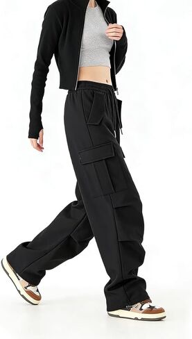 Womens Cargo Pants Straight Leg Loose Fit with Pockets Lightweight Casual Pants in Saudi Arabia