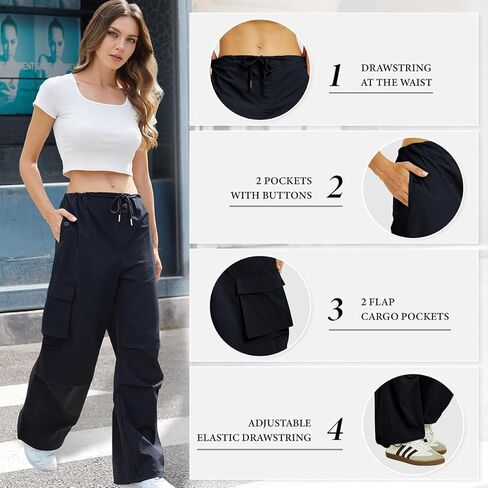 Womens Cargo Pants Straight Leg Loose Fit with Pockets Lightweight Casual Pants in Saudi Arabia