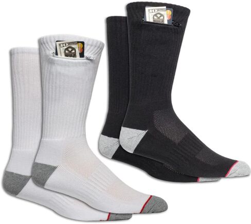 Crew XL - عبوتان، أبيض وأسود - Pocketsocks.com in Kuwait
