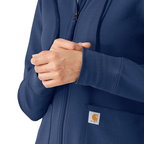 Carhartt Layers Scrubs for Women, Full Zip Waffle Hoodie - Navy, L in Saudi Arabia