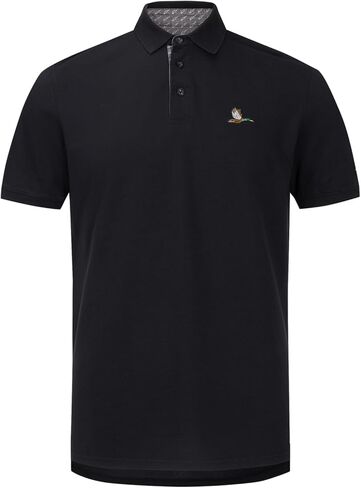قميص بولو Drake Waterfowl للرجال بأكمام قصيرة وشعار Drake Solid Pique - تي شيرت كاجوال نشط قابل للتمدد مع حماية من أشعة الشمس فوق البنفسجية in Saudi Arabia