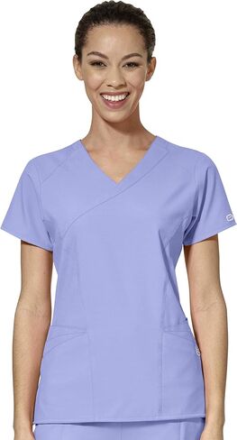 WonderWink W123 Women's Mock Wrap Top & Flat Front Double Cargo Pant Scrub Set + Badge Reel in Saudi Arabia