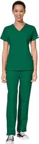 WonderWink W123 Women's Mock Wrap Top & Flat Front Double Cargo Pant Scrub Set + Badge Reel in Saudi Arabia
