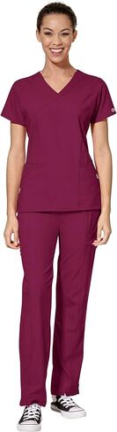 WonderWink W123 Women's Mock Wrap Top & Flat Front Double Cargo Pant Scrub Set + Badge Reel in Saudi Arabia