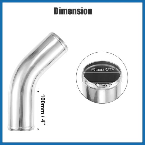76mm 3" OD 4" 100mm Leg Length Universal Car Aluminum Alloy Tube Intercooler Pipe 45 Degree Bend Elbow Air Intake Joiners Tubing - Pack of 1 Item Replacement in Saudi Arabia