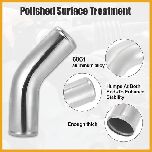 OD 3 "76 مللي متر طول 12" 300 مللي متر سبائك الألومنيوم أنبوب المبرد الأنابيب 45 درجة مدخل هواء أنبوب فضي لهجة لاستبدال السيارة in Kuwait