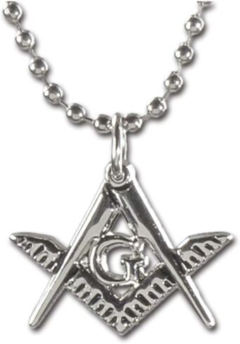 Square & Compass Masonic Necklace - [Silver][1'' Wide] in Saudi Arabia