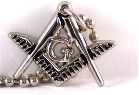 Square & Compass Masonic Necklace - [Silver][1'' Wide] in Saudi Arabia