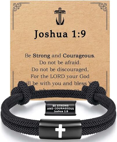 حشوات سلة عيد الفصح للأولاد والرجال، سوار متقاطع من الكتاب المقدس آية قابلة للتعديل مجوهرات حبل مضفر للأولاد في سن المراهقة والرجال المراهقين والمسيحيين والمعمودية الدينية وعيد الحب والتخرج وهدايا عيد الميلاد in Kuwait