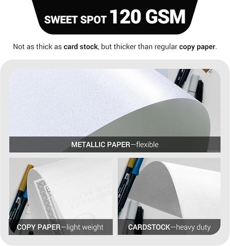 100 Sheets White Shimmer Paper 8.5 x 11 Double Sided, Goefun 32 lb Bond 120 GSM Glossy Metallic Paper for Invitations, Certificates, Crafts in Kuwait