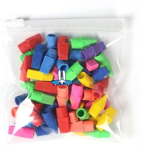 Generic Multicolor Pencil Top Erasers - 50Pcs, Round, Oval, Non-Abrasive, Plastic in Saudi Arabia