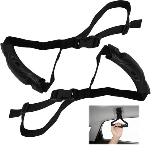 Car Handle Strap, 2 Pack Auto Cane Grab Bar with Adjustable Polyester Webbing and PVC Handles, Portable Standing Aid for Cars, Trucks, SUVs, Jeeps, Seniors, Pregnant Women and Injured Individuals in Saudi Arabia