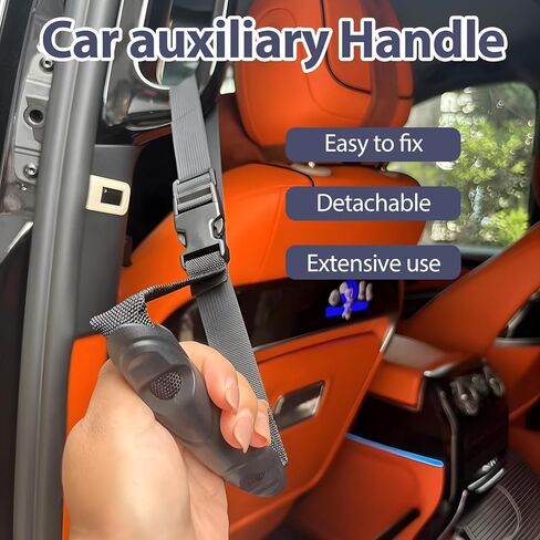 Car Handle Strap, 2 Pack Auto Cane Grab Bar with Adjustable Polyester Webbing and PVC Handles, Portable Standing Aid for Cars, Trucks, SUVs, Jeeps, Seniors, Pregnant Women and Injured Individuals in Saudi Arabia