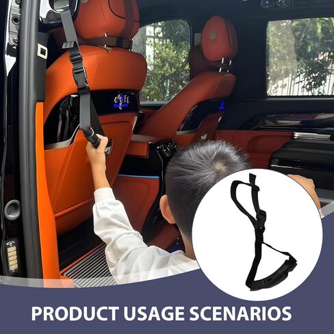 Car Handle Strap, 2 Pack Auto Cane Grab Bar with Adjustable Polyester Webbing and PVC Handles, Portable Standing Aid for Cars, Trucks, SUVs, Jeeps, Seniors, Pregnant Women and Injured Individuals in Saudi Arabia