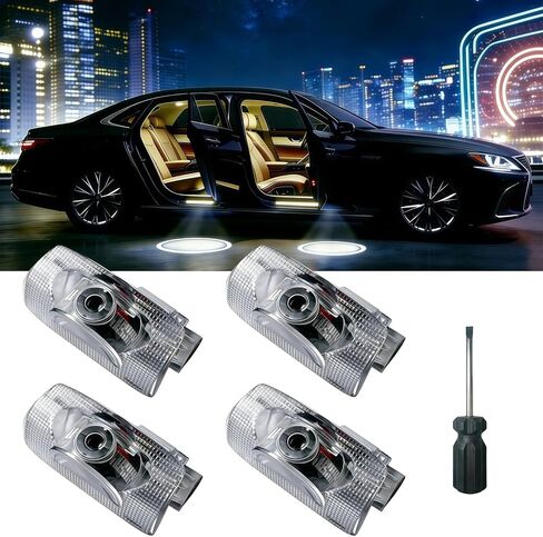 4 قطع من جهاز عرض شعار أضواء باب السيارة متوافق مع LS/ES/is/LX/RX/GX/UX/GS/RC/LC/NX، مصابيح بروجيكتور للترحيب بالسيارة عالية الدقة لا تتلاشى، ضوء ظل شبح فائق السطوع (قابس مزدوج) in Kuwait