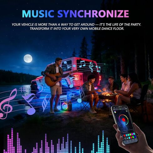 8 Pods RGB LED Rock Lights لسيارات الجيب والشاحنات وعربات الجولف وUTVs، مجموعة Underglow المقاومة للماء مع التحكم في التطبيق، وضع الموسيقى، أضواء النيون السفلية 12 فولت للسيارات، ATV، RZR، SUV، مركبات الطرق الوعرة in Kuwait