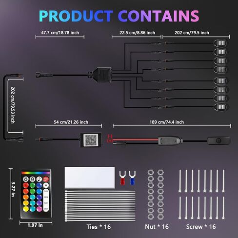 8 Pods RGB LED Rock Lights لسيارات الجيب والشاحنات وعربات الجولف وUTVs، مجموعة Underglow المقاومة للماء مع التحكم في التطبيق، وضع الموسيقى، أضواء النيون السفلية 12 فولت للسيارات، ATV، RZR، SUV، مركبات الطرق الوعرة in Kuwait