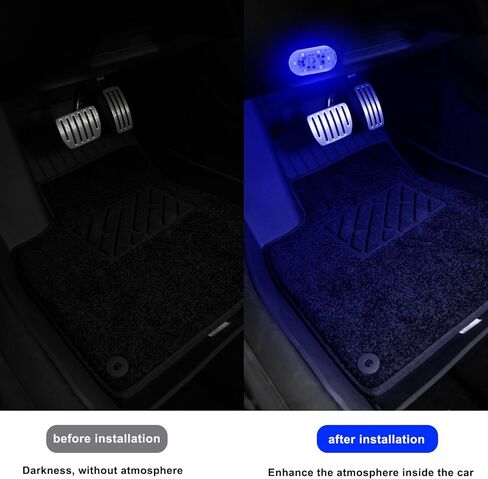4 Pack Wireless Car LED Lights Touch Control, USB Rechargeable Interior Ambient Light, 7 Colors Switch, Cordless Multicolor LED Dome Lights for Car Truck SUV RV Decor in Saudi Arabia