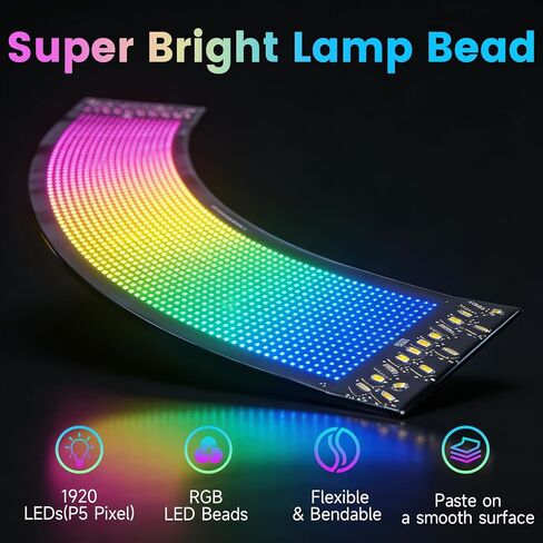 مصابيح LED مرنة على شكل مروحة، تطبيق قابل للبرمجة ولوحة LED للتحكم عن بعد للزجاج الأمامي in Kuwait