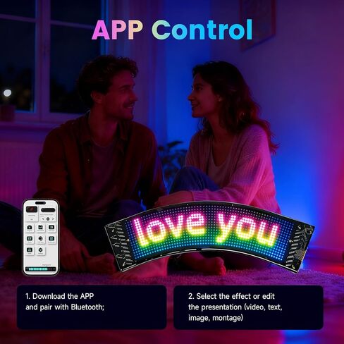 مصابيح LED مرنة على شكل مروحة، تطبيق قابل للبرمجة ولوحة LED للتحكم عن بعد للزجاج الأمامي in Kuwait